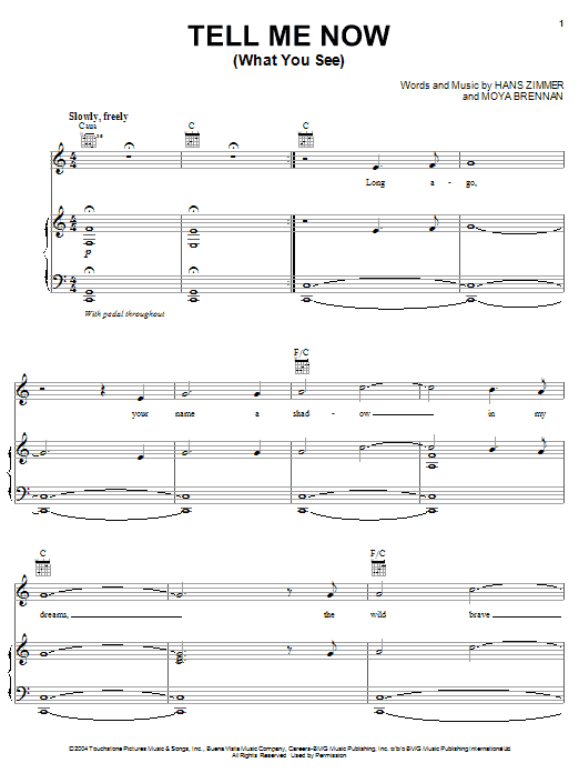 Download Hans Zimmer Tell Me Now (What You See) (from King Arthur) sheet music and printable PDF score & Film and TV music notes