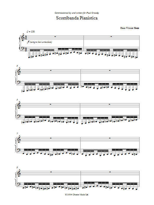 Preview Hans Werner Henze Scorribanda Pianistica Classical sheet music, notes and chords for Piano, SKU: 37395 Download Hans Werner Henze Scorribanda Pianistica sheet music and printable PDF score & Classical music notes