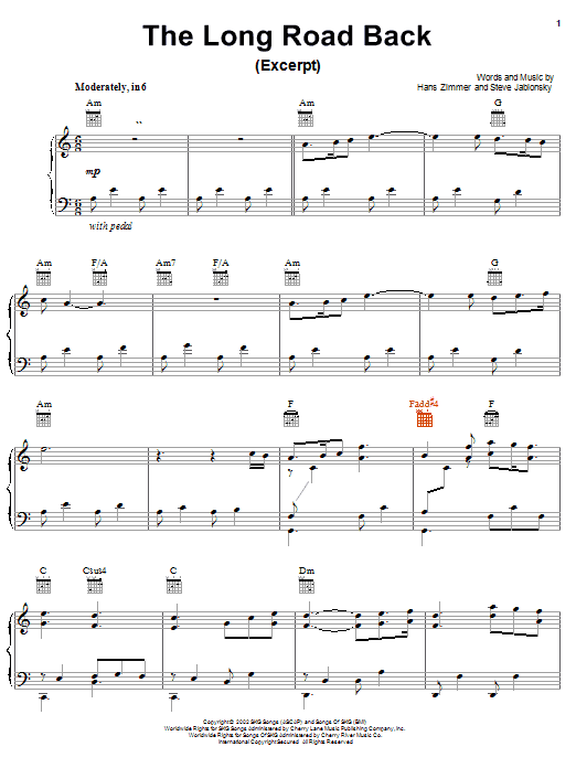 Preview Hans Zimmer The Long Road Back (from Spirit: Stallion Of The Cimarron) Children sheet music, notes and chords for Piano, Vocal & Guitar (Right-Hand Melody), SKU: 22123 Download Hans Zimmer The Long Road Back (from Spirit: Stallion Of The Cimarron) sheet music and printable PDF score & Children music notes