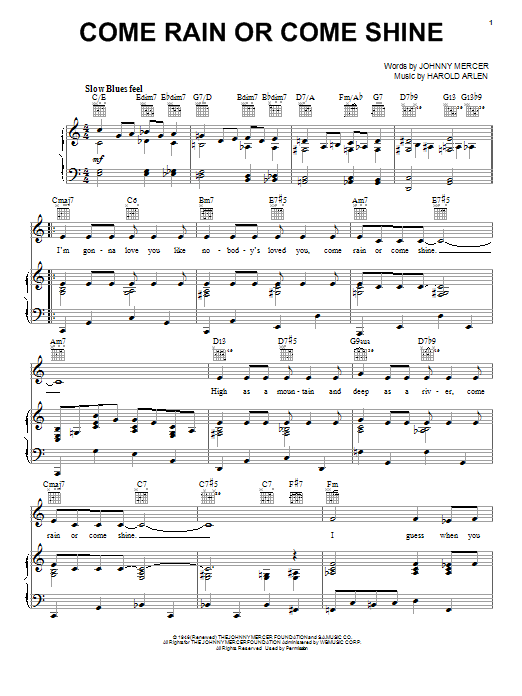 Preview Harold Arlen Come Rain Or Come Shine Jazz sheet music, notes and chords for Easy Guitar Tab, SKU: 82057 sheet music, piano notes, chords, guitar tabs, score, transpose, transcribe, how to play, guide, download, learn, tutorial, progression, song, artist, awards, billboard, mtv, vh1, tour, single, album, release