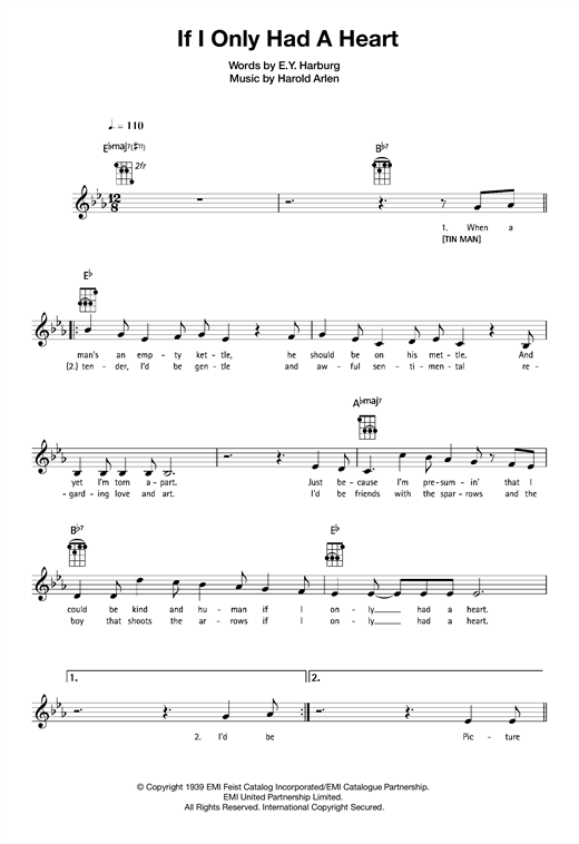 Preview Harold Arlen If I Only Had A Heart Musicals sheet music, notes and chords for Ukulele, SKU: 121229 sheet music, piano notes, chords, guitar tabs, score, transpose, transcribe, how to play, guide, download, learn, tutorial, progression, song, artist, awards, billboard, mtv, vh1, tour, single, album, release