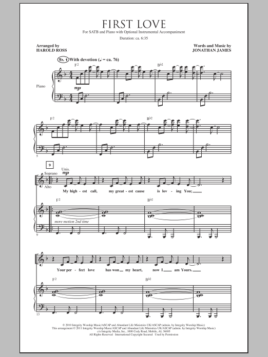 Download Harold Ross First Love sheet music and printable PDF score & Sacred music notes