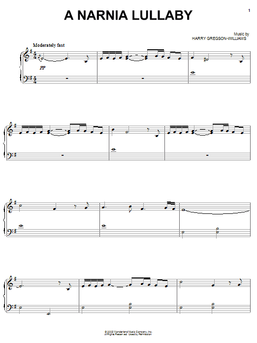 Preview Harry Gregson-Williams A Narnia Lullaby Film and TV sheet music, notes and chords for Easy Piano, SKU: 58552 sheet music, piano notes, chords, guitar tabs, score, transpose, transcribe, how to play, guide, download, learn, tutorial, progression, song, artist, awards, billboard, mtv, vh1, tour, single, album, release