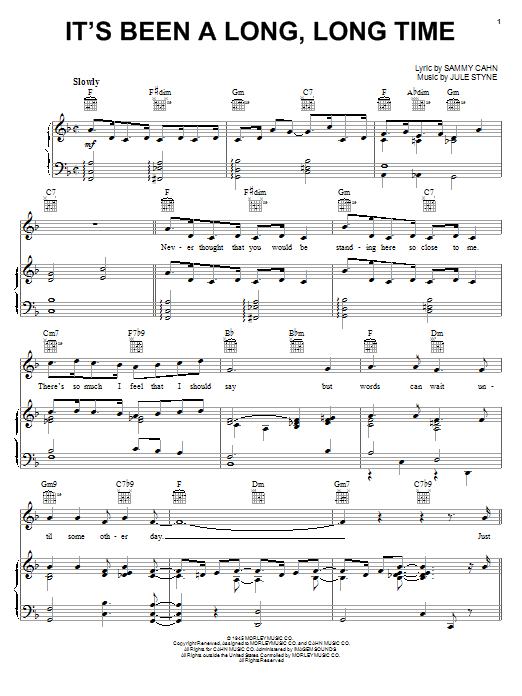 Preview Harry James It's Been A Long, Long Time Pop sheet music, notes and chords for Piano, Vocal & Guitar (Right-Hand Melody), SKU: 51287 sheet music, piano notes, chords, guitar tabs, score, transpose, transcribe, how to play, guide, download, learn, tutorial, progression, song, artist, awards, billboard, mtv, vh1, tour, single, album, release