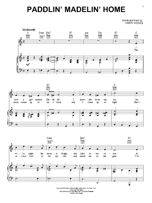 Download Harry Woods Paddlin' Madelin' Home sheet music and printable PDF score & Country music notes