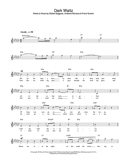 Preview Hayley Westenra Dark Waltz Classical sheet music, notes and chords for Melody Line, Lyrics & Chords, SKU: 31591 Download Hayley Westenra Dark Waltz sheet music and printable PDF score & Classical music notes