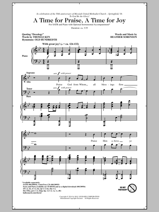 Heather Sorenson A Time For Praise, A Time For Joy Sheet Music & Chords for SATB - Download or Print PDF