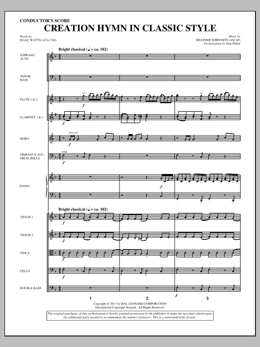 Heather Sorenson Creation Hymn In Classic Style - Score Sheet Music & Chords for Choir Instrumental Pak - Download or Print PDF