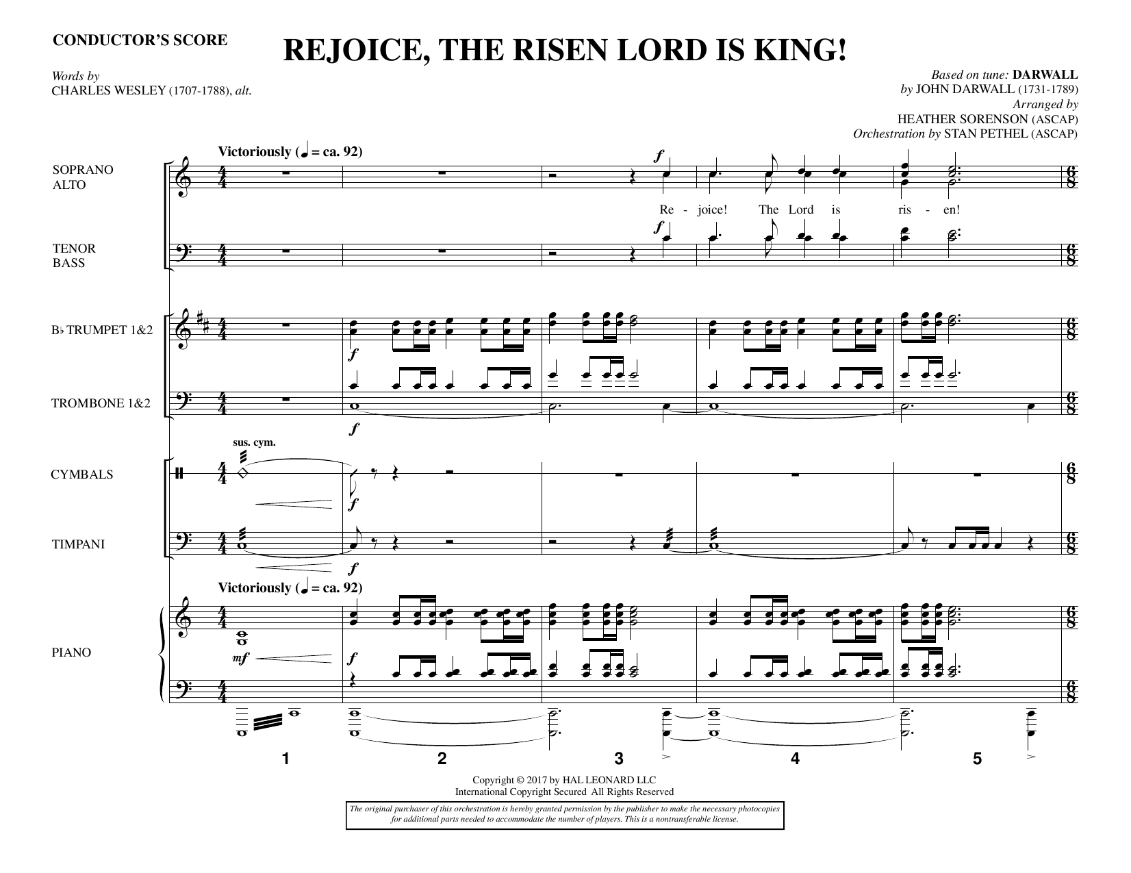 Heather Sorenson Rejoice, the Risen Lord Is King! - Full Score Sheet Music & Chords for Choir Instrumental Pak - Download or Print PDF
