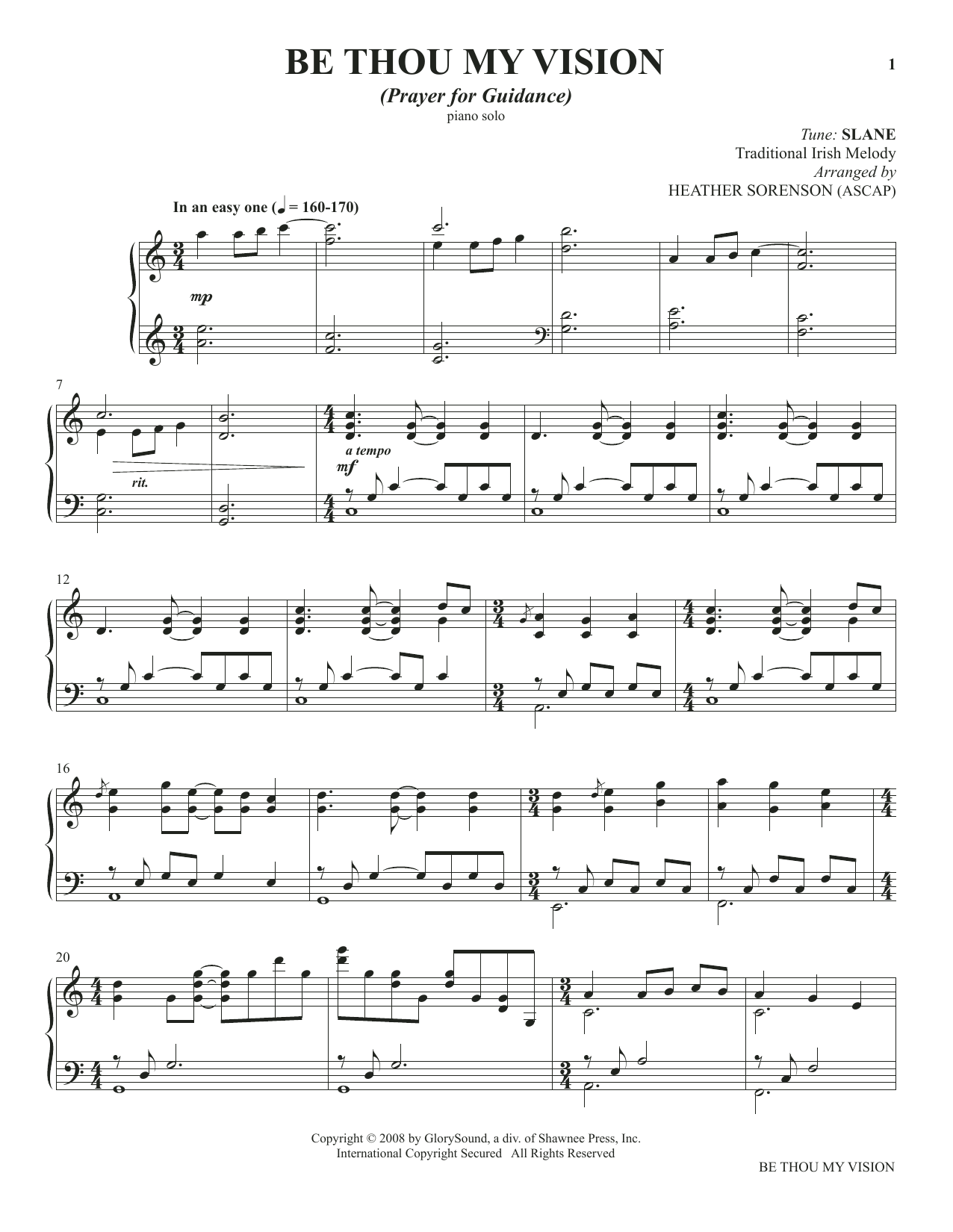 Download Heather Sorenson Be Thou My Vision (from The Prayer Project) sheet music and printable PDF score & Collection music notes