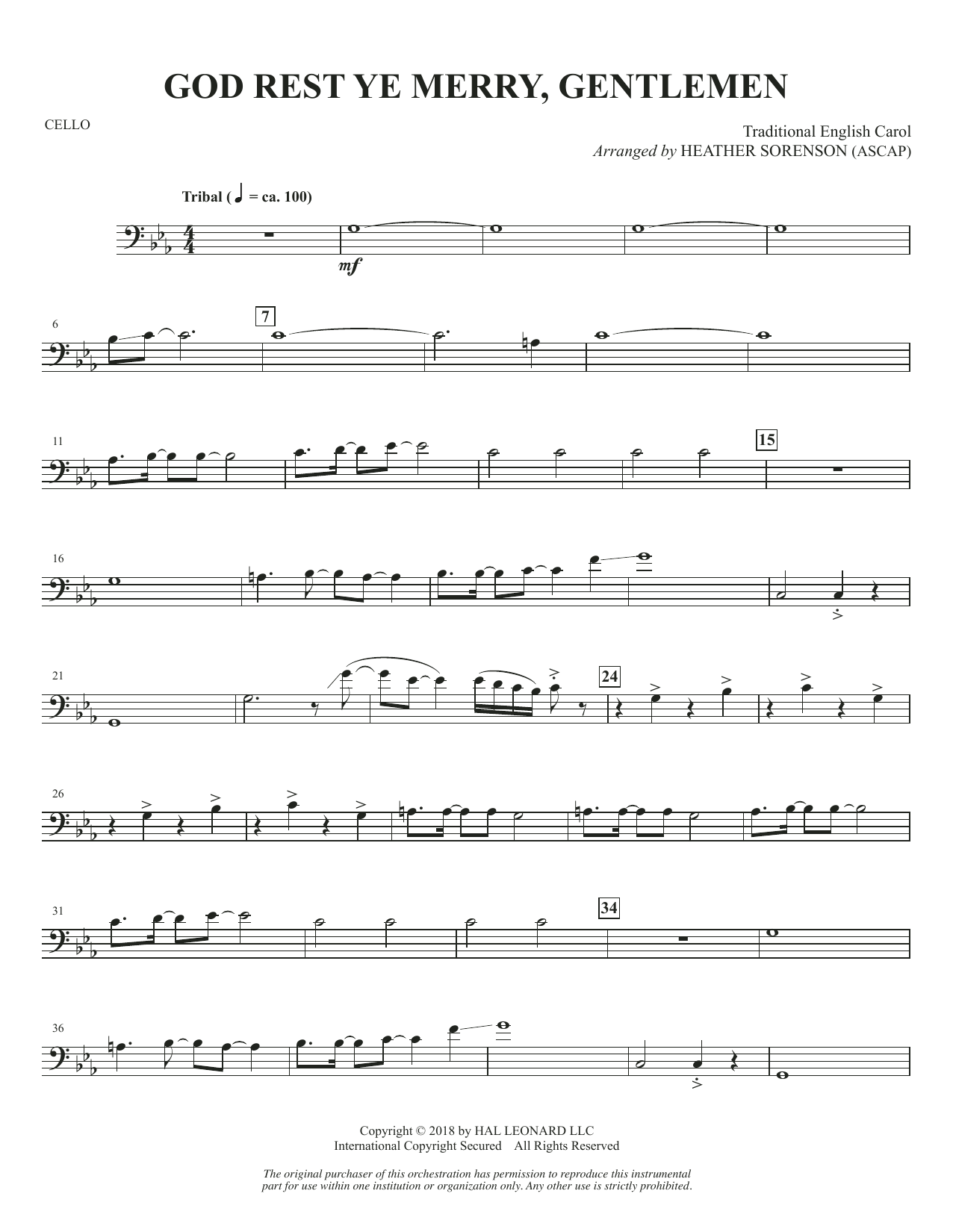 Preview Heather Sorenson God Rest Ye Merry, Gentlemen - Cello Christmas sheet music, notes and chords for Choir Instrumental Pak, SKU: 382079 Download Heather Sorenson God Rest Ye Merry, Gentlemen - Cello sheet music and printable PDF score & Christmas music notes