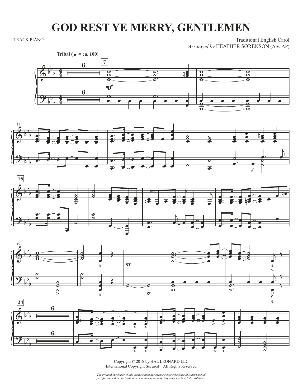 Download Heather Sorenson God Rest Ye Merry, Gentlemen - Piano sheet music and printable PDF score & Christmas music notes