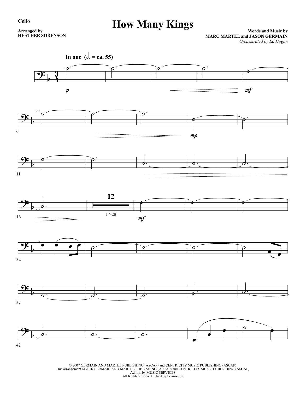Preview Heather Sorenson How Many Kings - Cello Christian sheet music, notes and chords for Choir Instrumental Pak, SKU: 356044 Download Heather Sorenson How Many Kings - Cello sheet music and printable PDF score & Christian music notes