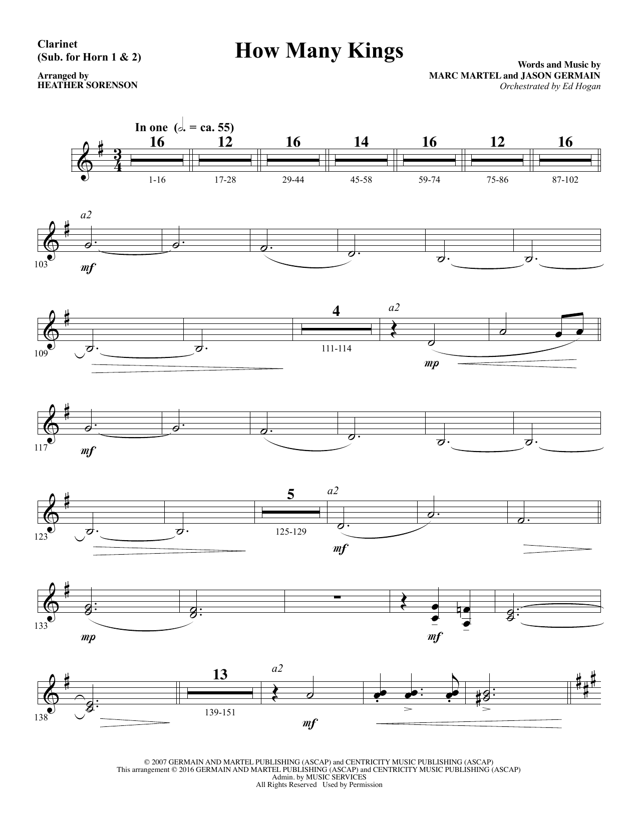 Download Heather Sorenson How Many Kings - Clarinet (sub. Horn 1-2) sheet music and printable PDF score & Christian music notes