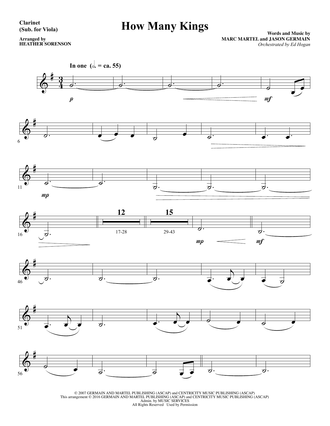 Download Heather Sorenson How Many Kings - Clarinet (sub Viola) sheet music and printable PDF score & Christian music notes