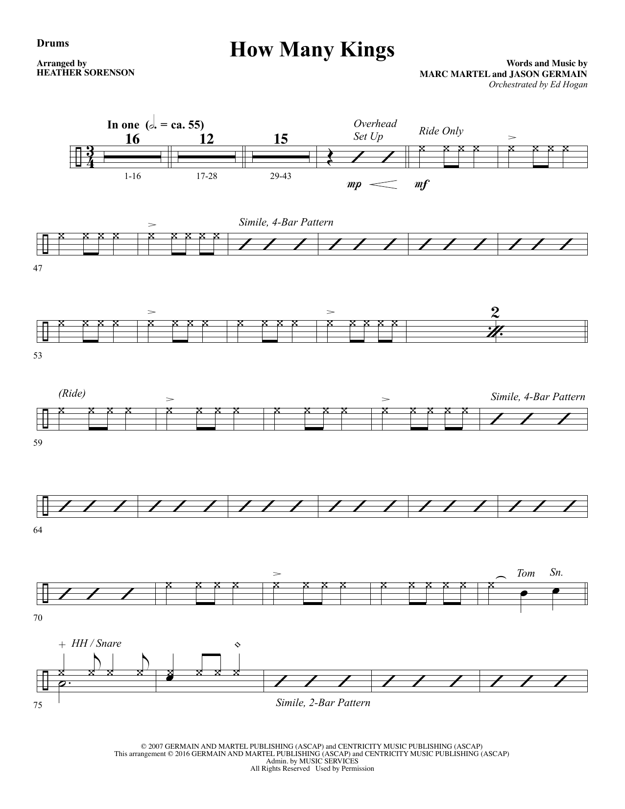 Download Heather Sorenson How Many Kings - Drums sheet music and printable PDF score & Christian music notes