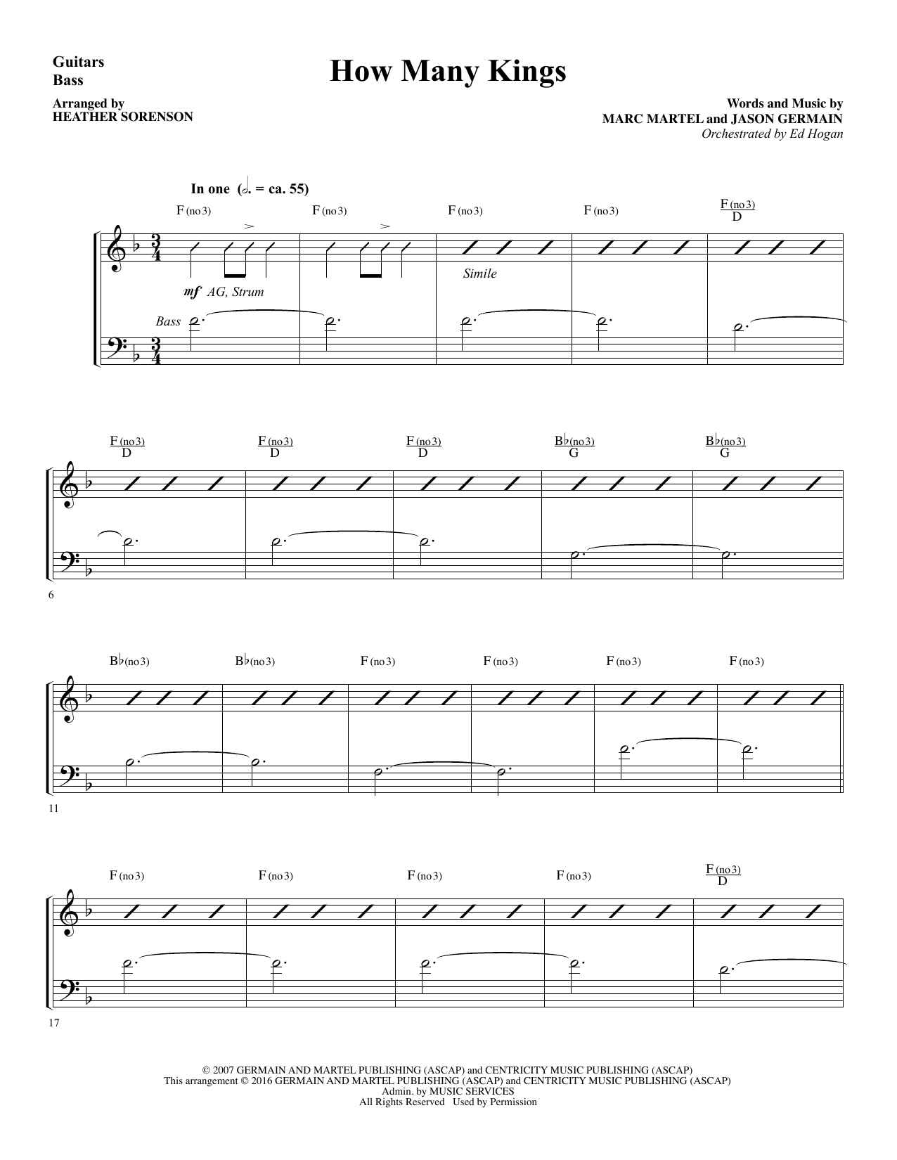 Download Heather Sorenson How Many Kings - Guitars/Bass sheet music and printable PDF score & Christian music notes