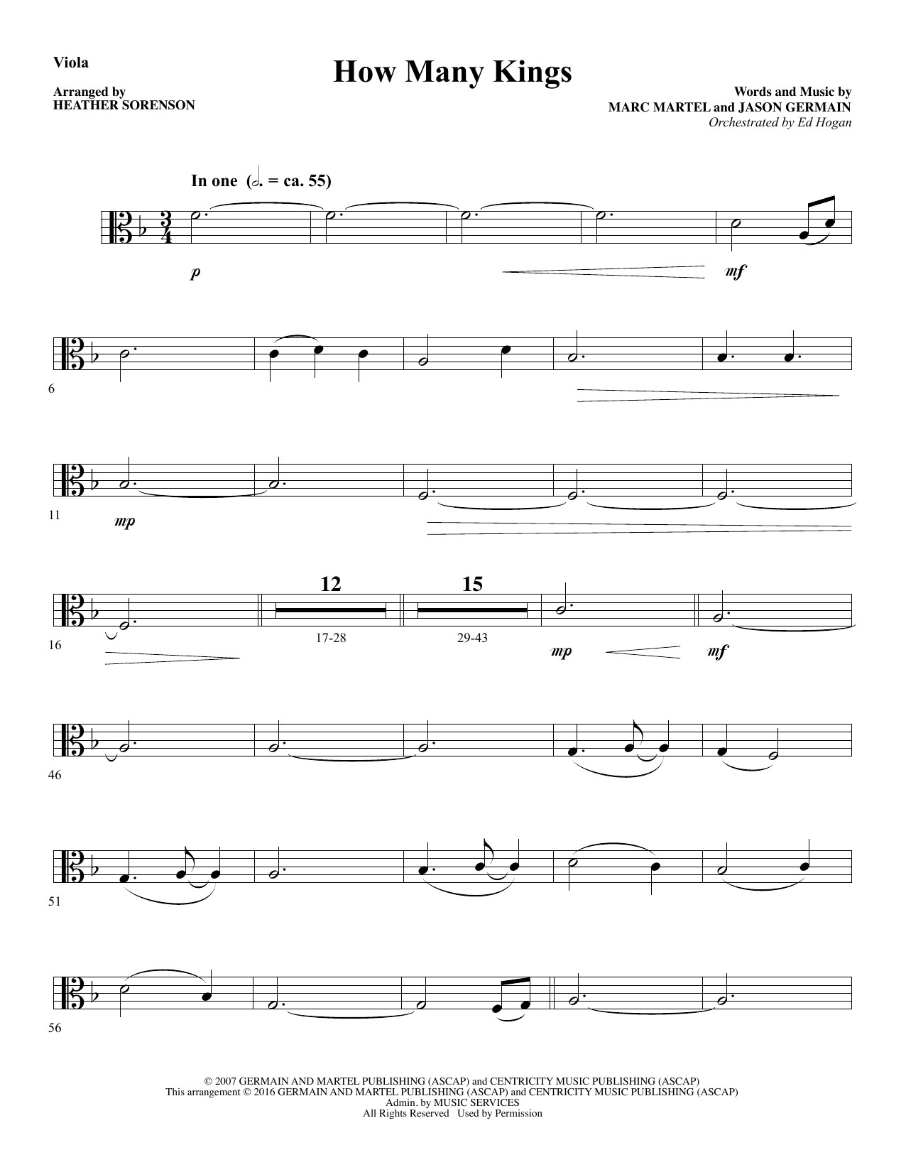 Download Heather Sorenson How Many Kings - Viola sheet music and printable PDF score & Christian music notes