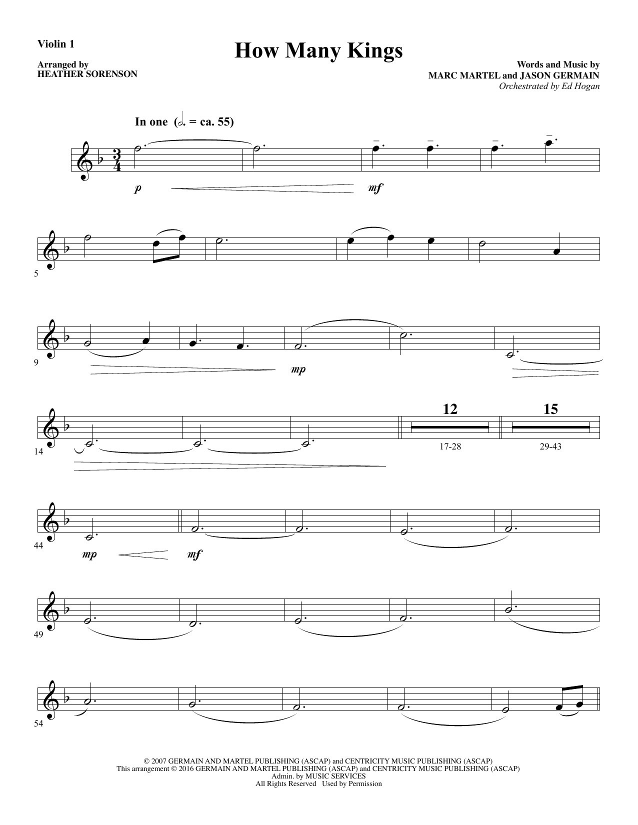 Download Heather Sorenson How Many Kings - Violin 1 sheet music and printable PDF score & Christian music notes
