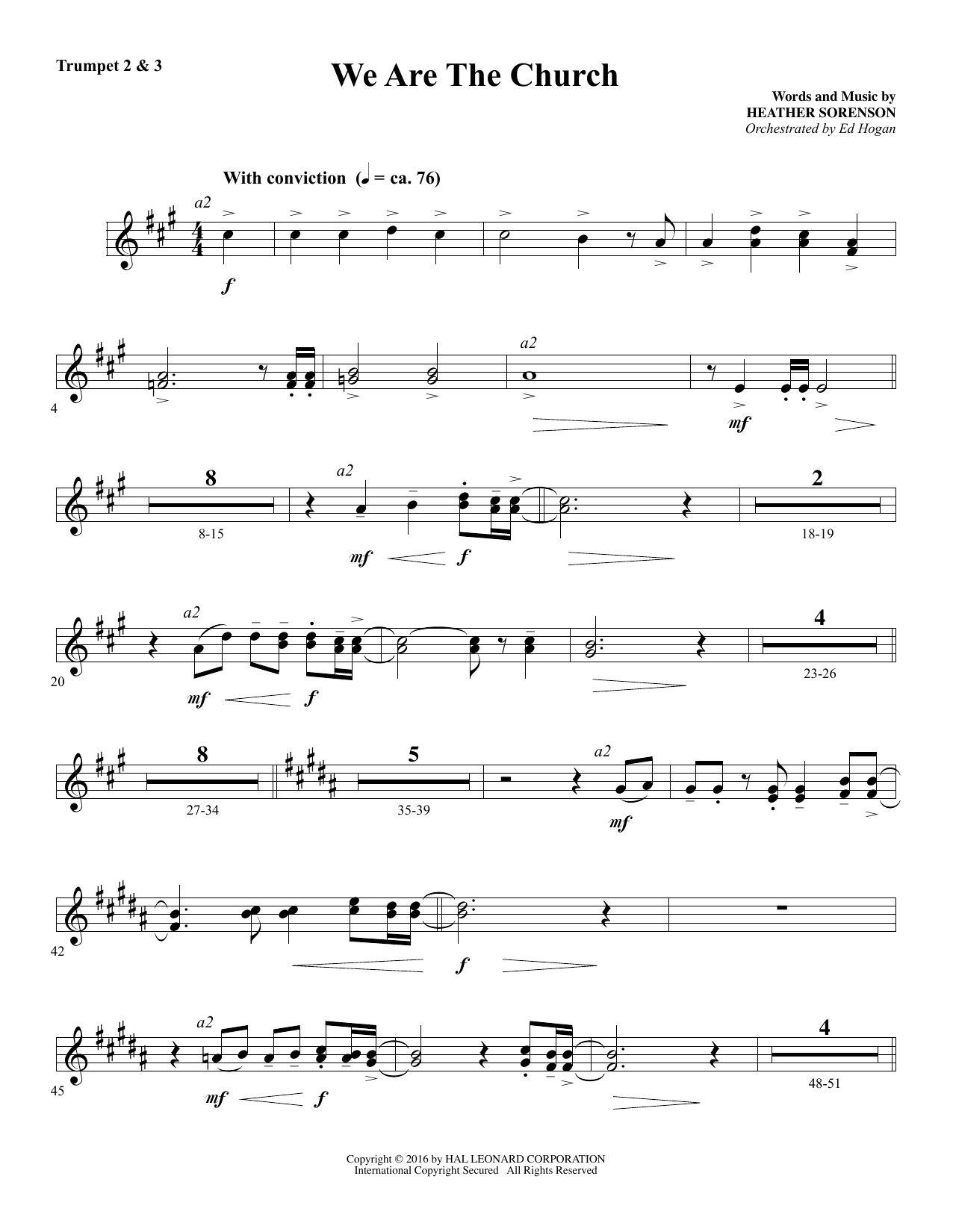 Download Heather Sorenson We Are the Church - Bb Trumpet 2,3 sheet music and printable PDF score & Sacred music notes