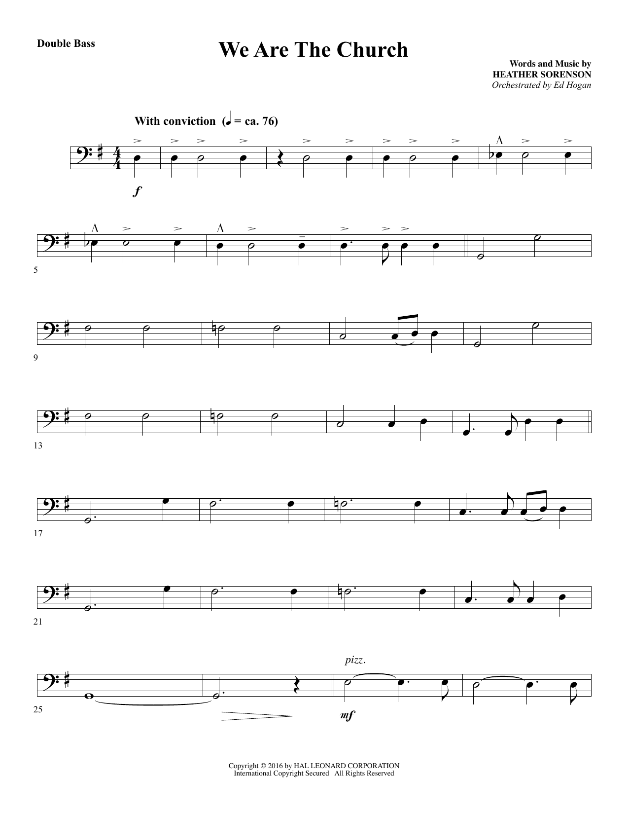 Download Heather Sorenson We Are the Church - Double Bass sheet music and printable PDF score & Sacred music notes