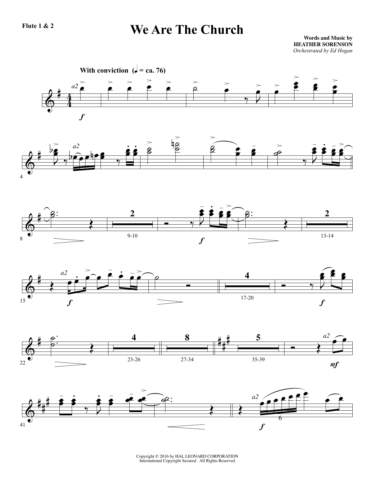 Preview Heather Sorenson We Are the Church - Flute 1 & 2 Sacred sheet music, notes and chords for Choir Instrumental Pak, SKU: 356123 Download Heather Sorenson We Are the Church - Flute 1 & 2 sheet music and printable PDF score & Sacred music notes