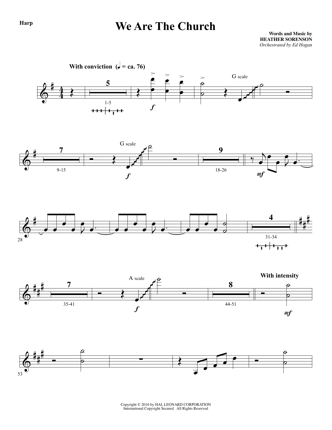 Preview Heather Sorenson We Are the Church - Harp Sacred sheet music, notes and chords for Choir Instrumental Pak, SKU: 356140 Download Heather Sorenson We Are the Church - Harp sheet music and printable PDF score & Sacred music notes