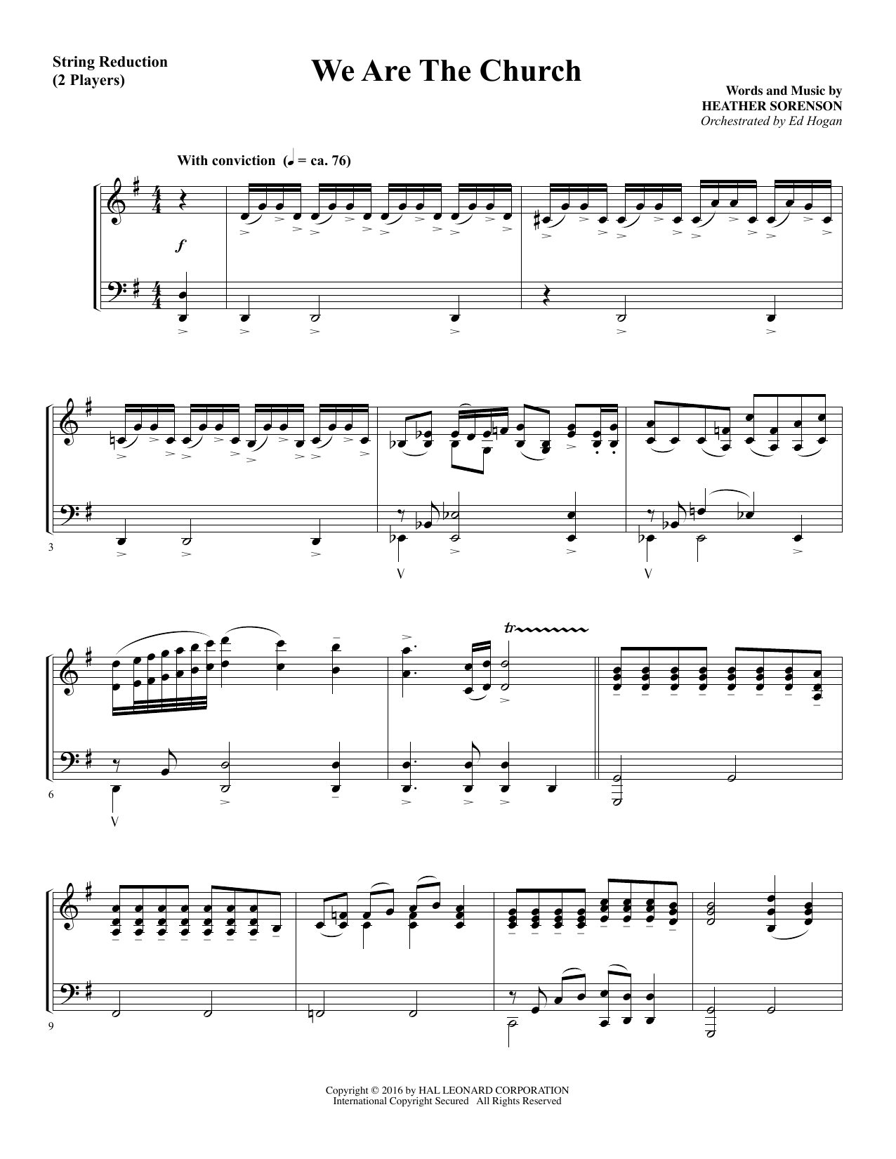 Download Heather Sorenson We Are the Church - Keyboard String Reduction sheet music and printable PDF score & Sacred music notes