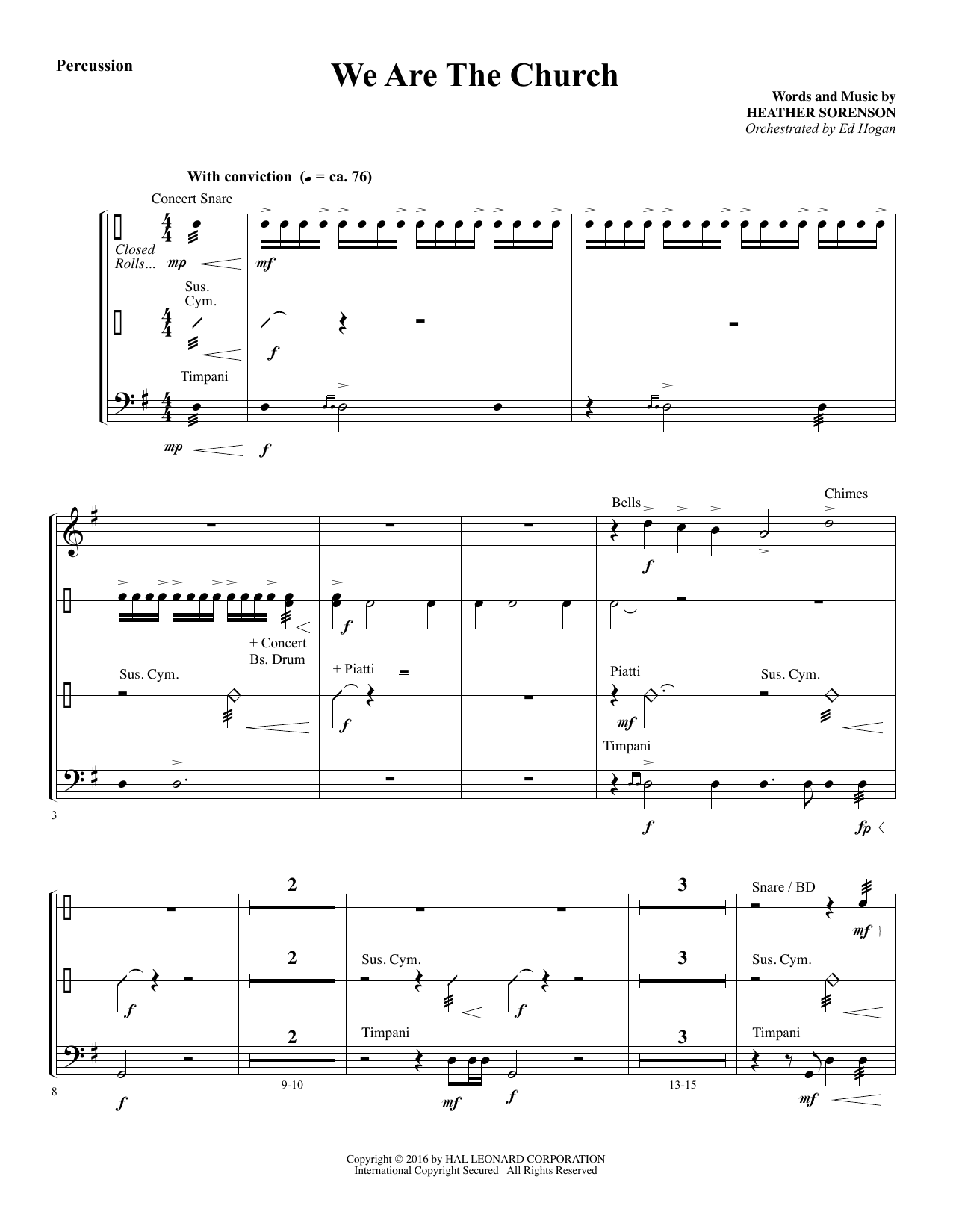 Download Heather Sorenson We Are the Church - Percussion sheet music and printable PDF score & Sacred music notes
