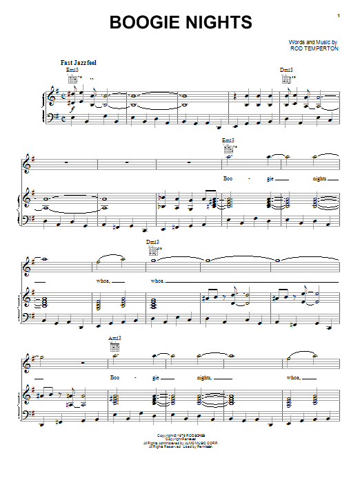 Preview Heatwave Boogie Nights Disco sheet music, notes and chords for Lyrics & Chords, SKU: 109264 Download Heatwave Boogie Nights sheet music and printable PDF score & Disco music notes