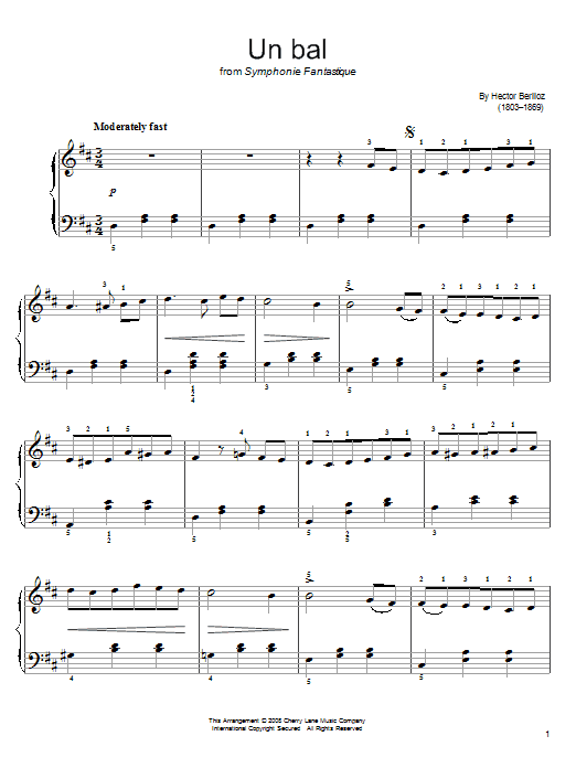 Preview Hector Berlioz Un Bal Classical sheet music, notes and chords for Easy Piano, SKU: 63135 Download Hector Berlioz Un Bal sheet music and printable PDF score & Classical music notes