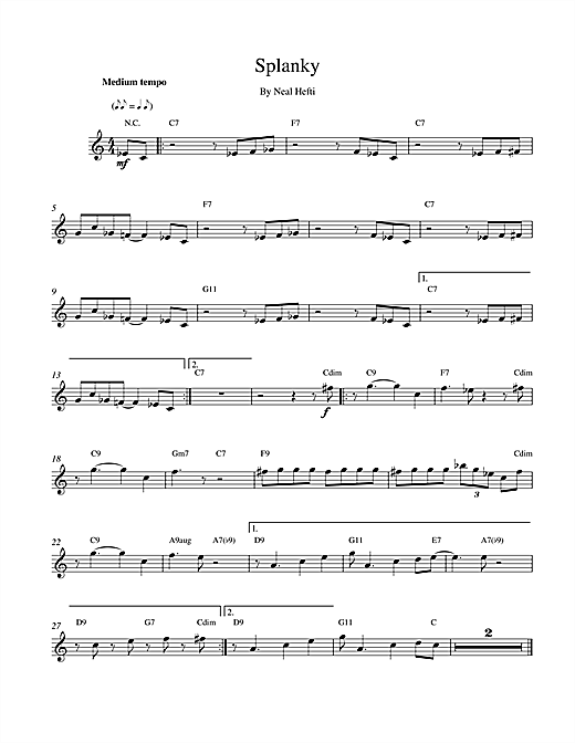 Preview Hefti Splanky Jazz sheet music, notes and chords for Melody Line & Chords, SKU: 14809 Download Hefti Splanky sheet music and printable PDF score & Jazz music notes