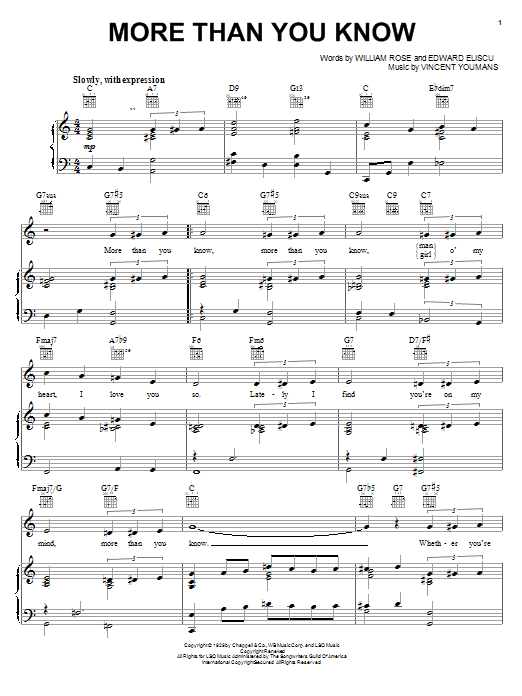 Download Helen Morgan More Than You Know sheet music and printable PDF score & Folk music notes