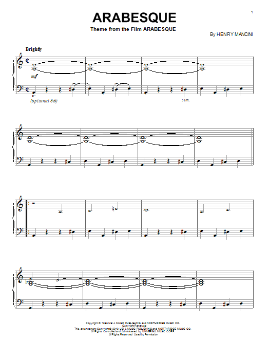 Preview Henry Mancini Arabesque Film and TV sheet music, notes and chords for Piano, SKU: 78049 sheet music, piano notes, chords, guitar tabs, score, transpose, transcribe, how to play, guide, download, learn, tutorial, progression, song, artist, awards, billboard, mtv, vh1, tour, single, album, release