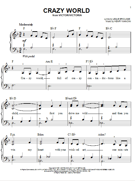 Preview Henry Mancini Crazy World Jazz sheet music, notes and chords for Piano, SKU: 93561 sheet music, piano notes, chords, guitar tabs, score, transpose, transcribe, how to play, guide, download, learn, tutorial, progression, song, artist, awards, billboard, mtv, vh1, tour, single, album, release