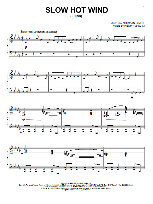 Download Henry Mancini Slow Hot Wind (Lujon) sheet music and printable PDF score & Jazz music notes