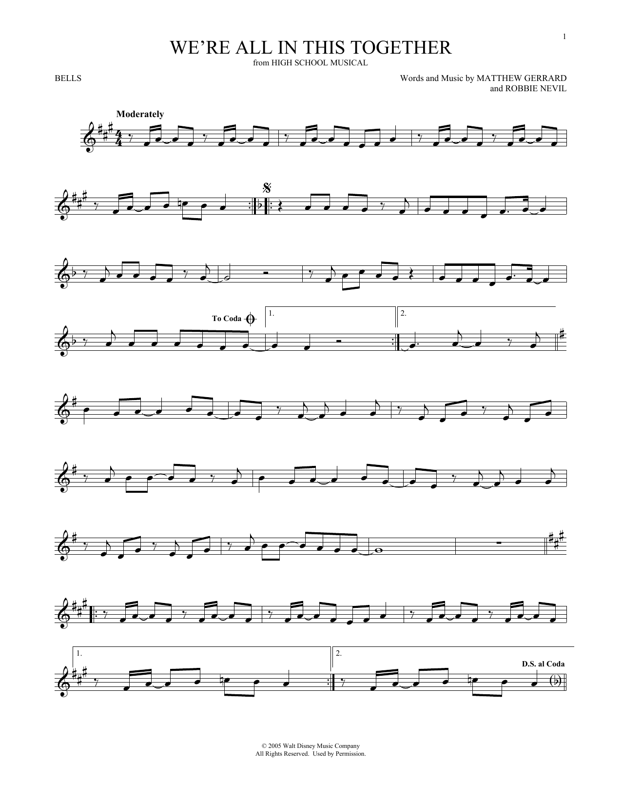 Download High School Musical We're All In This Together sheet music and printable PDF score & Pop music notes