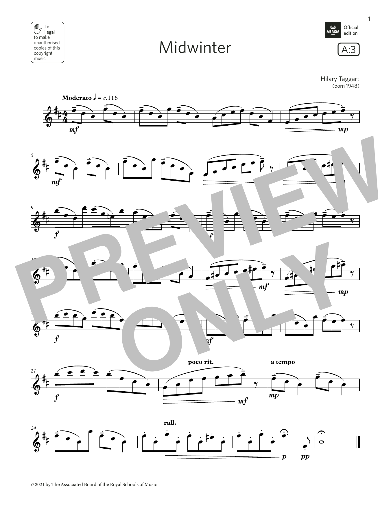 Hilary Taggart Midwinter (Grade 4 List A3 from the ABRSM Flute syllabus from 2022) Sheet Music & Chords for Flute Solo - Download or Print PDF