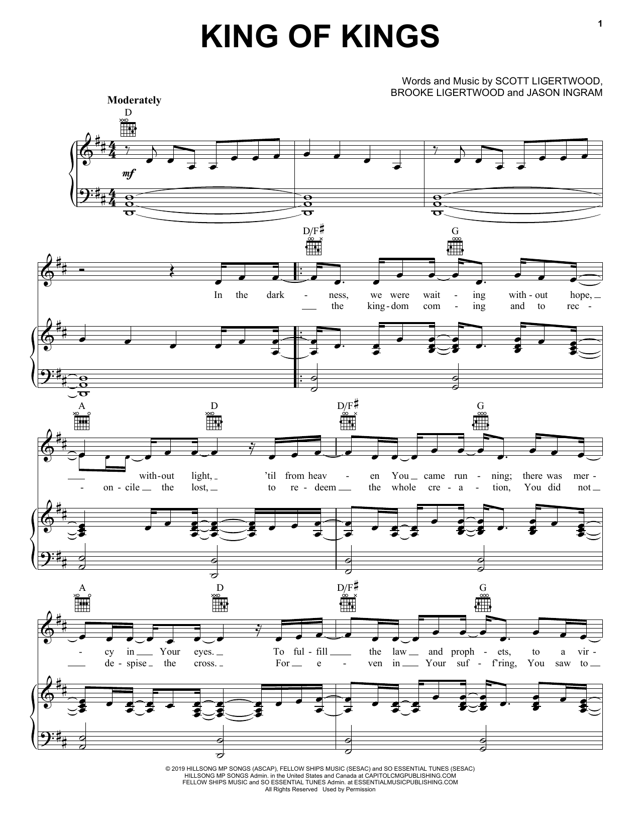 Hillsong Worship King Of Kings Sheet Music Download Printable Christian Pdf Score How To Play On Easy Piano Sku