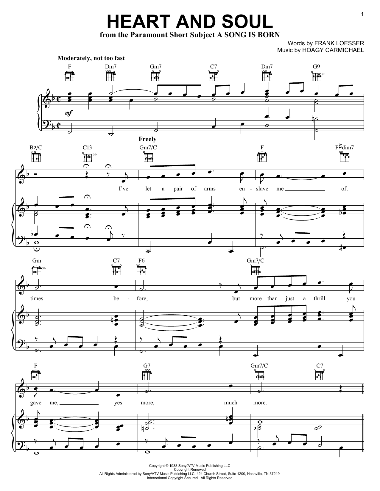 Download Hoagy Carmichael Heart And Soul sheet music and printable PDF score & Pop music notes