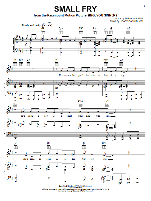 Preview Hoagy Carmichael Small Fry Jazz sheet music, notes and chords for Piano, Vocal & Guitar (Right-Hand Melody), SKU: 29311 Download Hoagy Carmichael Small Fry sheet music and printable PDF score & Jazz music notes