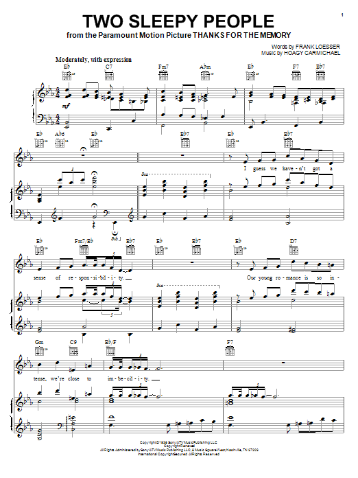 Preview Hoagy Carmichael Two Sleepy People Jazz sheet music, notes and chords for Piano, Vocal & Guitar (Right-Hand Melody), SKU: 54914 sheet music, piano notes, chords, guitar tabs, score, transpose, transcribe, how to play, guide, download, learn, tutorial, progression, song, artist, awards, billboard, mtv, vh1, tour, single, album, release