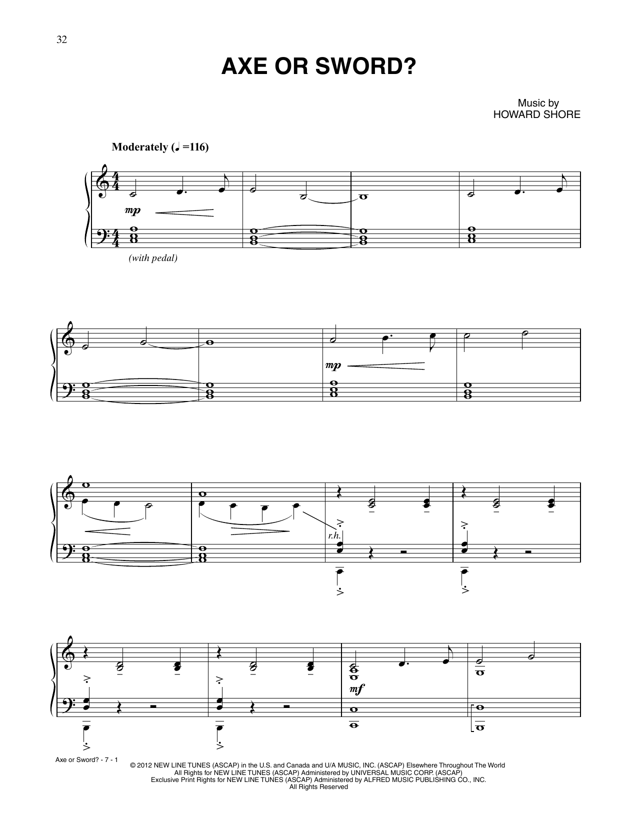 Howard Shore Axe Or Sword (from The Hobbit: An Unexpected Journey) Sheet Music & Chords for Piano Solo - Download or Print PDF