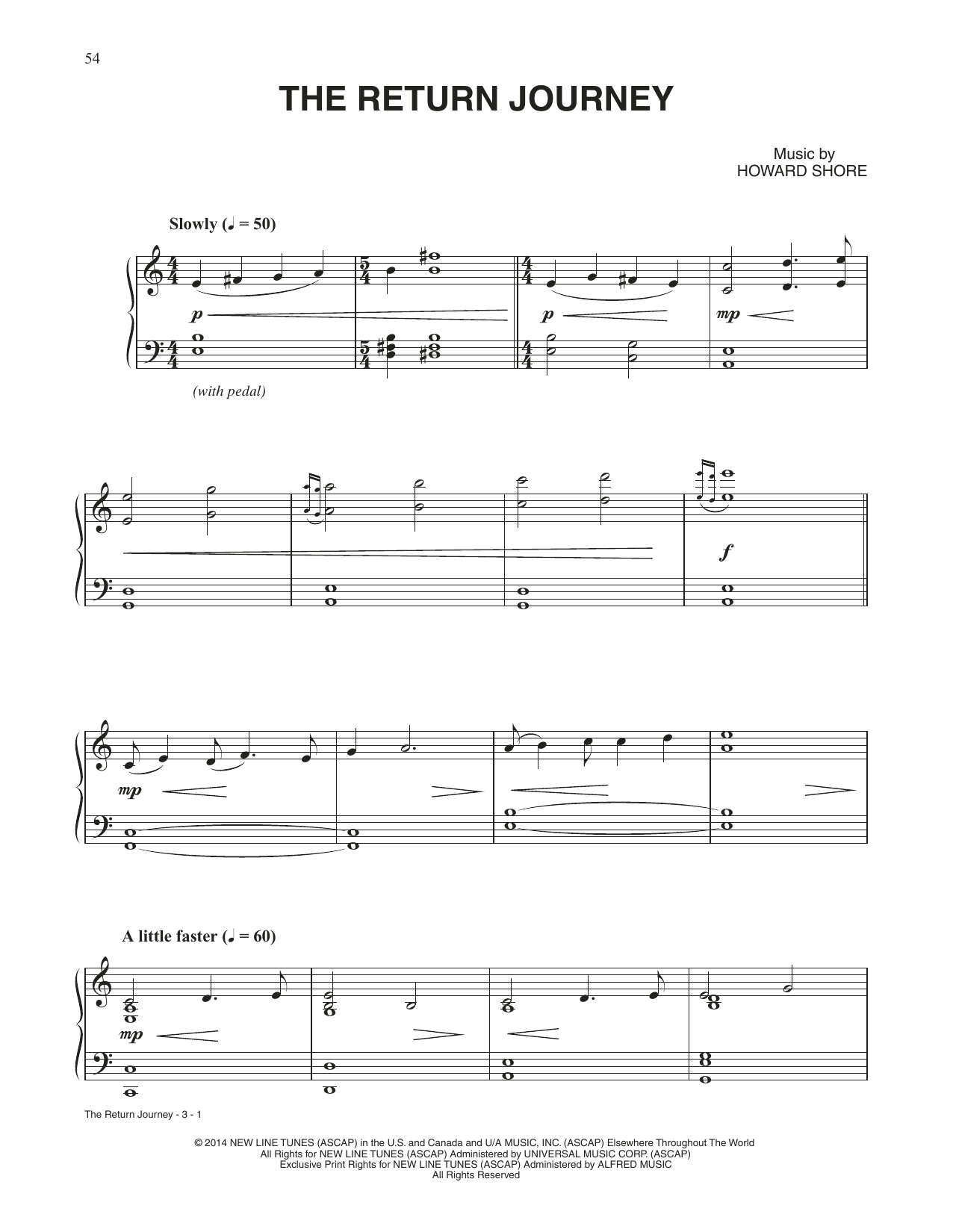 Howard Shore The Return Journey (from The Hobbit: The Battle of the Five Armies) Sheet Music & Chords for Piano Solo - Download or Print PDF