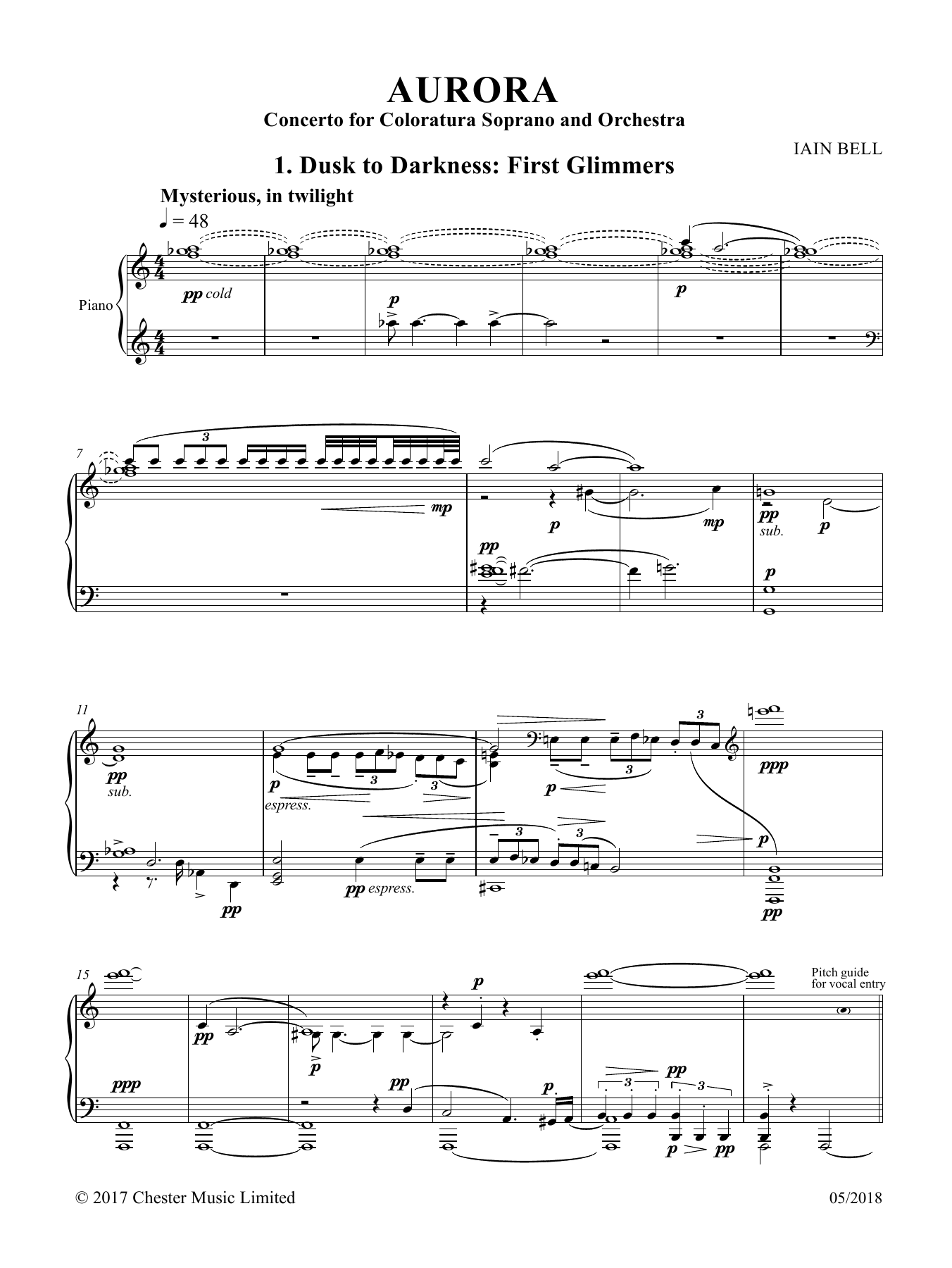 Iain Bell Aurora (Vocal score) Sheet Music & Chords for Piano & Vocal - Download or Print PDF