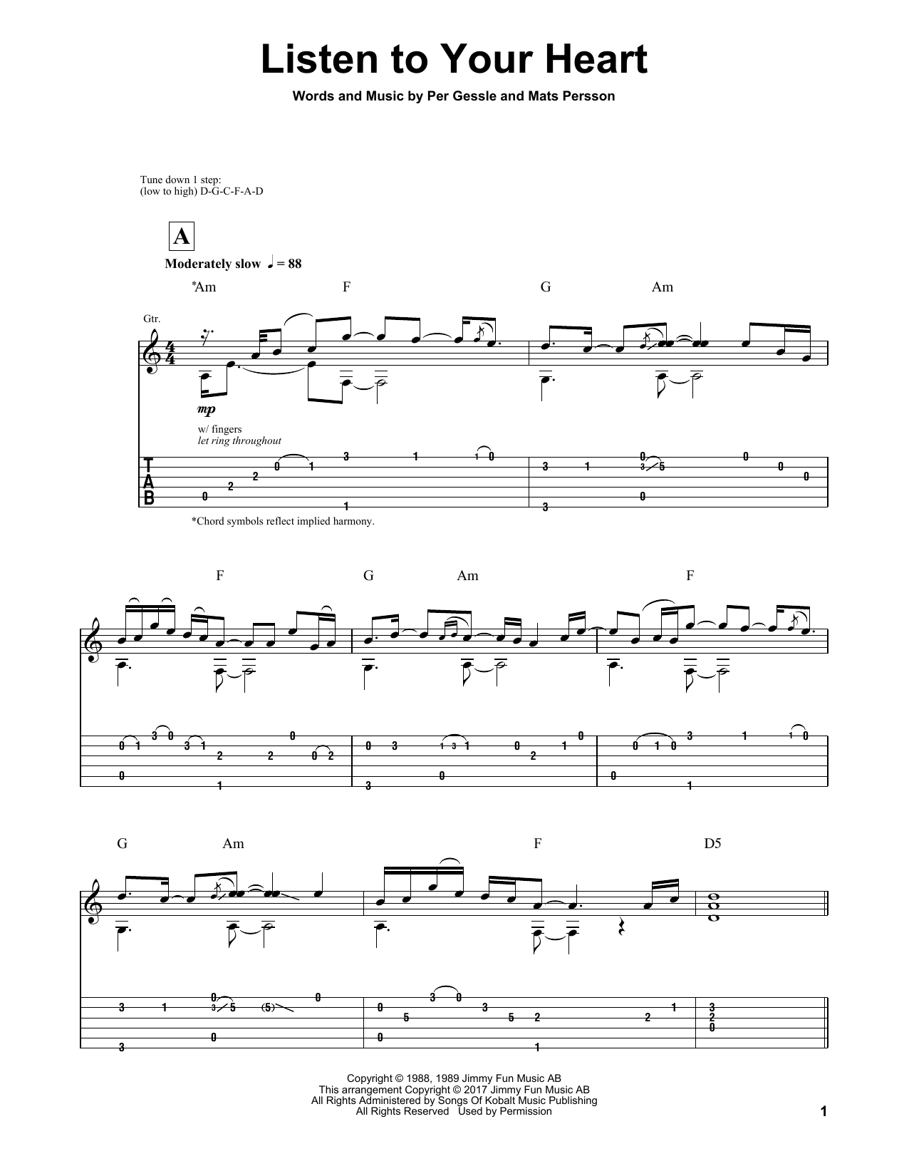 Igor Presnyakov Listen To Your Heart Sheet Music & Chords for Guitar Tab - Download or Print PDF