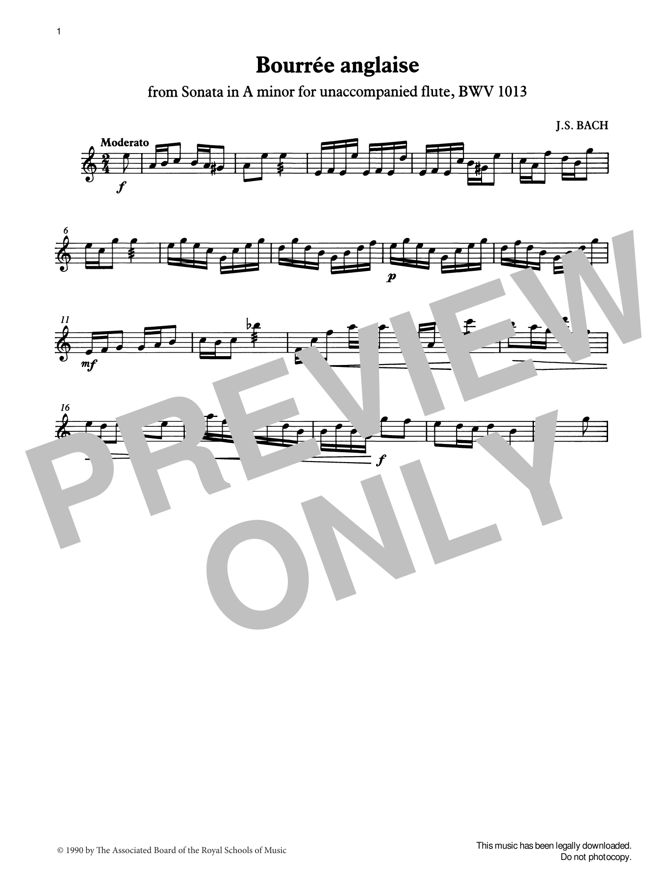 J. S. Bach Bourrée anglaise from Graded Music for Tuned Percussion, Book IV Sheet Music & Chords for Percussion Solo - Download or Print PDF