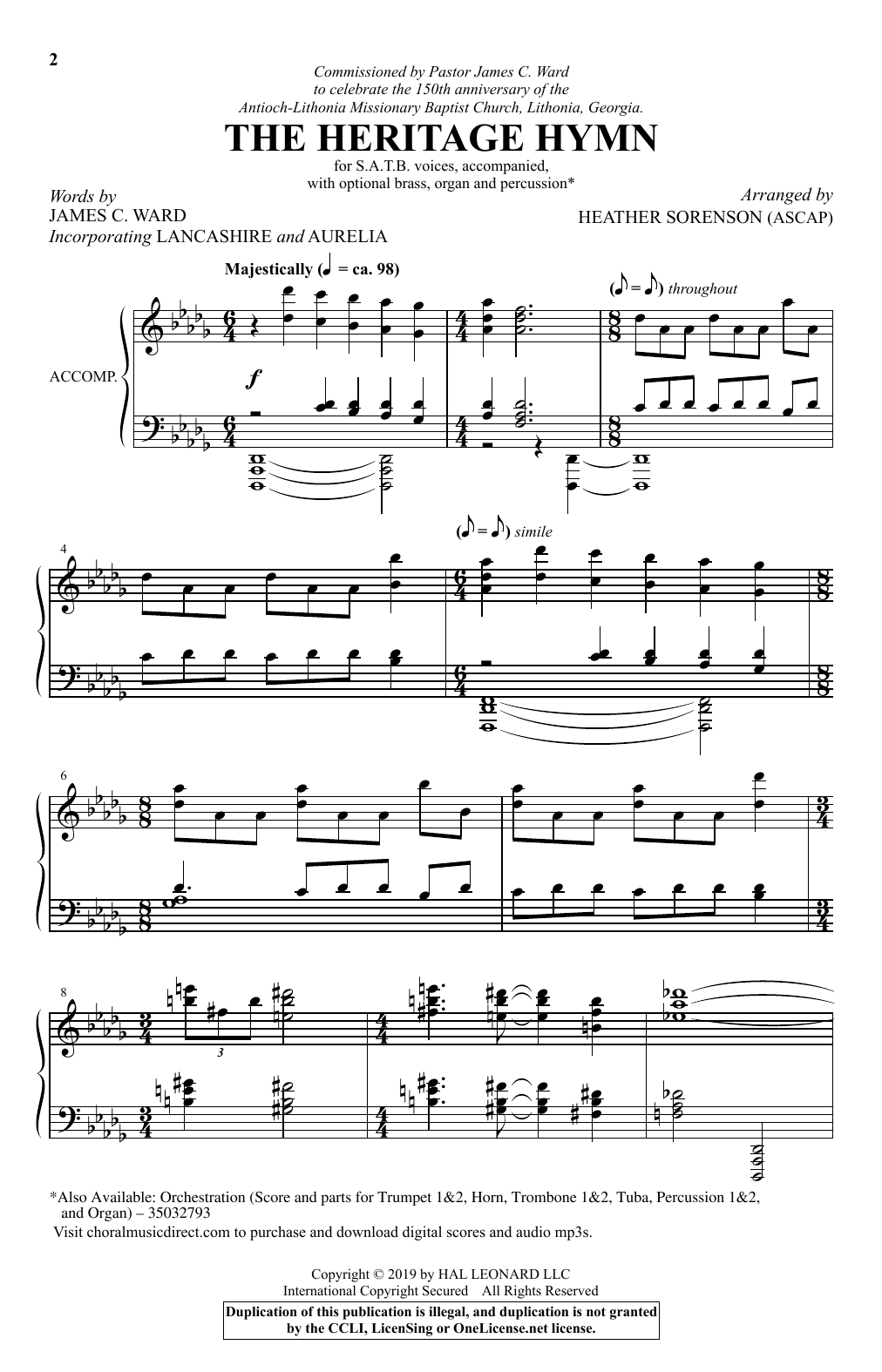 James C. Ward The Heritage Hymn (arr. Heather Sorenson) Sheet Music & Chords for SATB Choir - Download or Print PDF