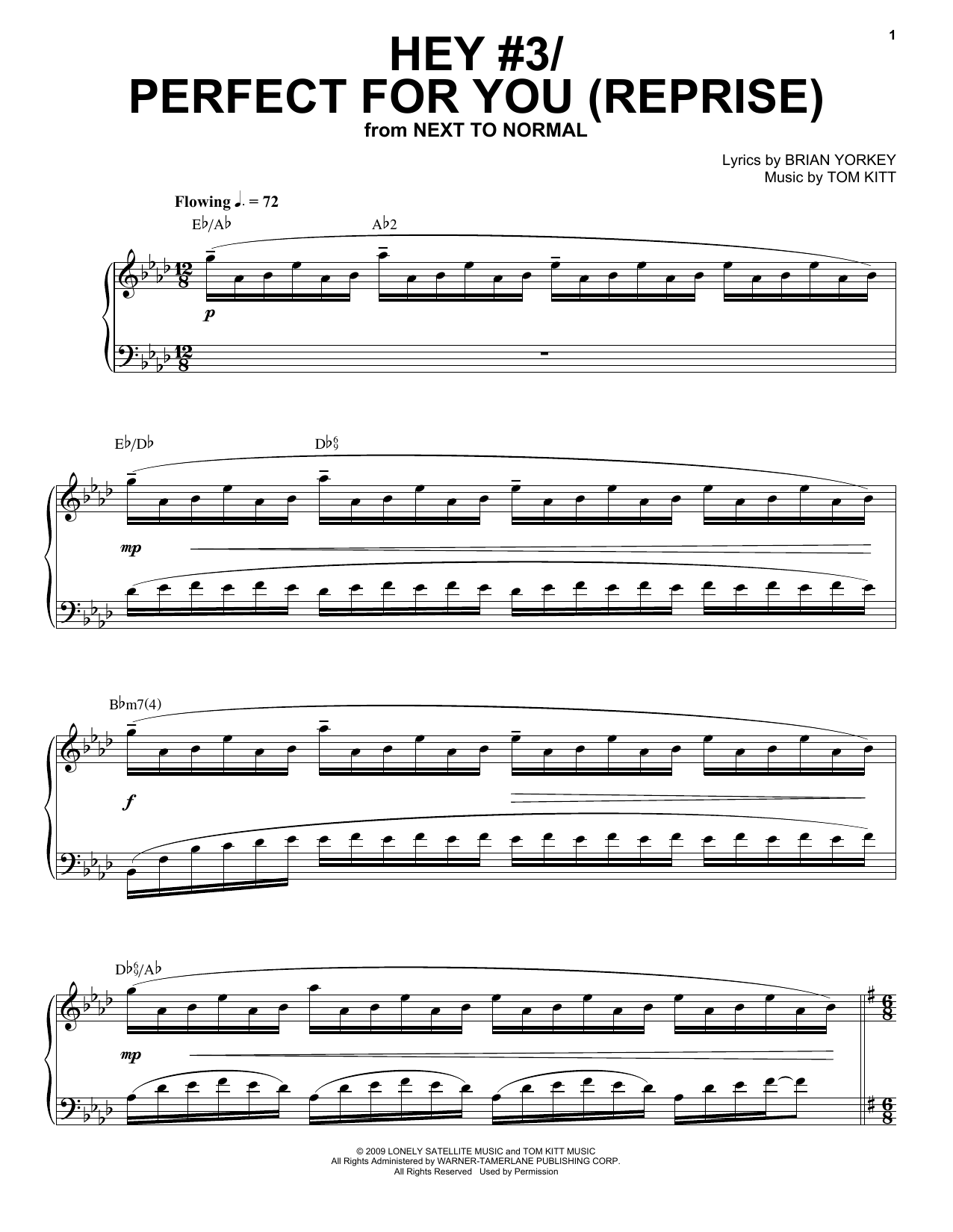 Jennifer Damiano & Adam Chanler-Berat Hey #3/Perfect For You (Reprise) (from Next to Normal) Sheet Music & Chords for Piano & Vocal - Download or Print PDF