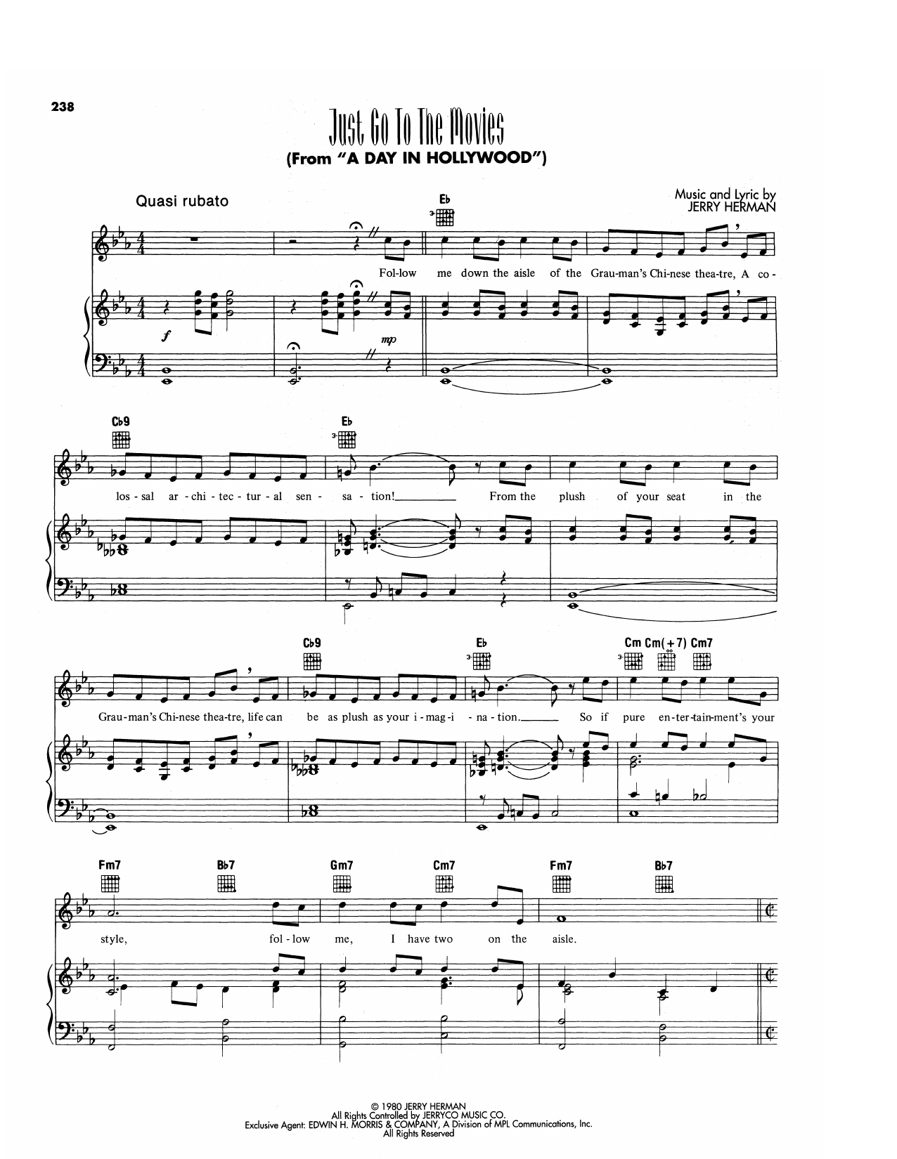 Jerry Herman Just Go To The Movies (from A Day In Hollywood/A Night in The Ukraine) Sheet Music Notes & Chords for Piano, Vocal & Guitar Chords (Right-Hand Melody) - Download or Print PDF Jerry Herman Just Go To The Movies (from A Day In Hollywood/A Night in The Ukraine) Sheet Music & Chords for Piano, Vocal & Guitar Chords (Right-Hand Melody) - Download or Print PDF
